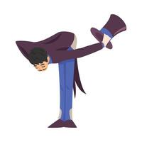 Magician Bowing to Spectators, Illusionist Character in Tailcoat and Top Hat Performing at Magic Show Cartoon Style Illustration vector