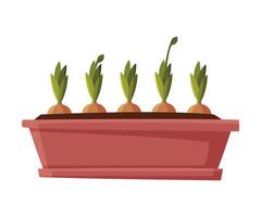 Spring Flowers Bulbs in Brown Pot Flat Style Illustration on White Background vector