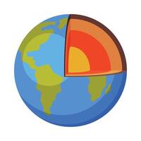 Layers of the Earth, Structure of the Planet, Crust, Core Flat Style Illustration on White Background vector