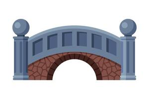 Stone Bridge, Urban Infrastructure Design Element, Flat Style Illustration on White Background vector