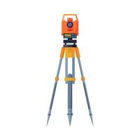 Tacheometer,Theodolite on Tripod, Geological Survey, Engineering Equipment for Measurement and Research Flat Style Illustration vector