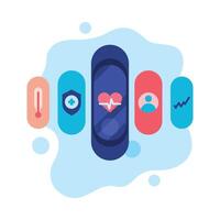 Health Monitoring Applications Modern Technology Flat Style Illustration on White Background vector