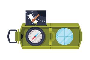 Compass and Magnifier Tools, Geological snd Navigation Equipment Flat Style Illustration on White Background vector