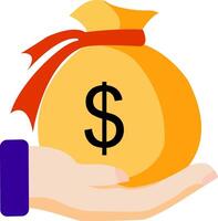 A bag with money . Wealth and status. Give money with a hand vector