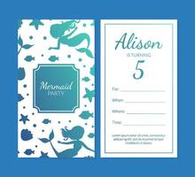 Mermaid Party Invitation Card Template with Aquatic Nature Elements and Space for Text, Under the Sea Theme Illustration vector