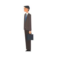 Businessman Character in Business Suit Standing with Briefcase Cartoon Illustration vector