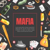 Mafia Banner Template with Space for Text and Gangsters Vintage Objects, Invitation Card, Poster, Banner, Background Illustration vector