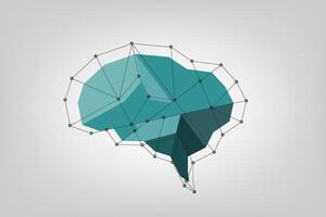 Digital Brain Polygonal Shape flat style, illustrating interconnected points symbolizing neural connections vector