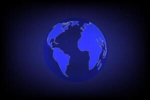 Globe World Map point wireframe on a dark blue background vector