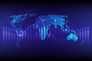 Business Concept World map and bar graph Technology Global connection communication vector