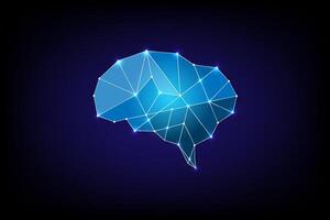 Abstract Digital Brain Polygonal Shape, illustrating interconnected points symbolizing neural connections vector