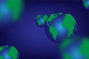 Multiverse 3D Globe flying technology background, The world is placed in multiples using a blurred vector