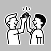 Two people high-fiving illustration, symbolizing teamwork, success, and celebration vector