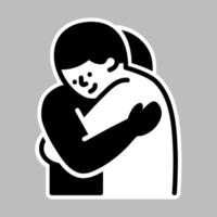 Two people hugging illustration, symbolizing emotional support, affection, and human connection. vector