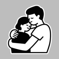 Couple hugging illustration, symbolizing emotional support, affection, and human connection. vector