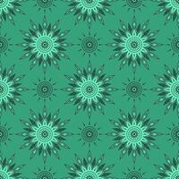 Seamless vintage inspired pattern with ornate flowers on muted green background. vector