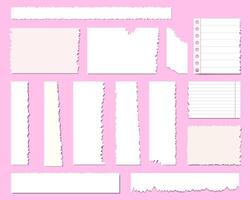 set of various torn stickers, collection of paper scraps vector