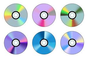 Six colorful compact discs showing data storing concept vector