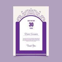 save the date card template with purple background vector
