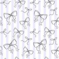 Seamless Bow Pattern on Light Striped Background. Bows pattern with ribbon sketches illustration, ideal for fabric design, gift wrap, textile prints, digital paper vector