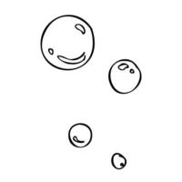 Water bubbles. Graphic line art hand drawn on the theme of sea and fishing in black and white ink. Set of elements isolated from the background EPS vector