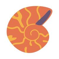 Ammonite Seashell. Cartoon style flat illustration seashell isolated on white background. vector