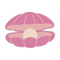 Pearl in opened shell. Open seashell with white pearl. vector