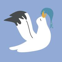 A seagull catch a fish vector