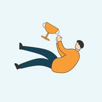 An illustration of a person reaching for a trophy that is just out of reach, symbolizing near success or a missed opportunity vector