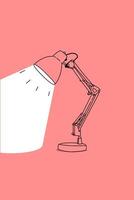 Illustration of a desk lamp for studying on a pink background.pink poster vector