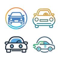 Graphic flat style image of a practical car with modern elements and stationary pose profile view vector