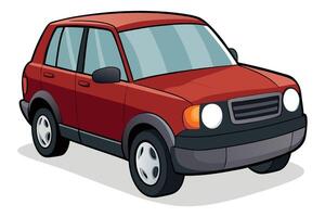 Car depicted in bold graphic flat art with practical features like wrap windows and cabin lines vector