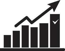 Black and White Business Chart Icon Representing Growth and Success in Business Metrics vector