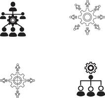 Black and White Symbols Illustrating business Team Connectivity and Structure diagram icon vector