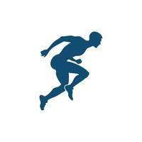 Silhouette of a Running Athlete in Motion on a White Background vector