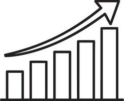 line graph with upward trend arrow, representing growth and progress in data analysis vector
