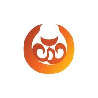 Abstract Orange Flame Emblem with Symmetrical Curves and Gradients vector