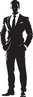 A full-body silhouette of a man in a suit vector