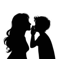 Mother and Child Whispering Silhouette vector