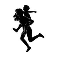 Mother and Child Silhouette Piggyback Ride of Joy vector