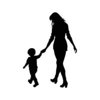 Mother and Child Walking Hand in Hand Silhouette vector