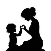 Mother and Child Silhouette Heart Shape Hands vector