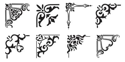 Corner icon set. Frame collection. Vintage style. Isolated on white background. vector