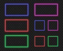 Neon Rectangle and square Frame - Glowing Red and Blue Design vector