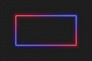 Neon Rectangle Frame - Glowing Red and Blue Design vector