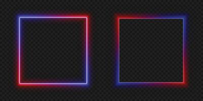 Neon Square Frame - Glowing Red and Blue Design vector