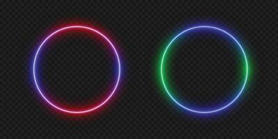 Neon Circle Frame - Glowing Red and Blue Design vector