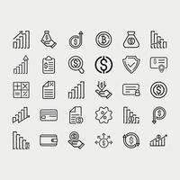 Finance and business line icons set vector