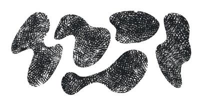 Set of abstract geometric shapes drawn with crayon. Realistic chalk drawn sketch. Pencil shading texture, illustration vector