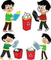 Boy throwing wastage vector
